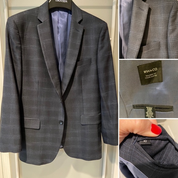 RW&Co Blue Plaid Sportscoat 42R - Picture 1 of 6